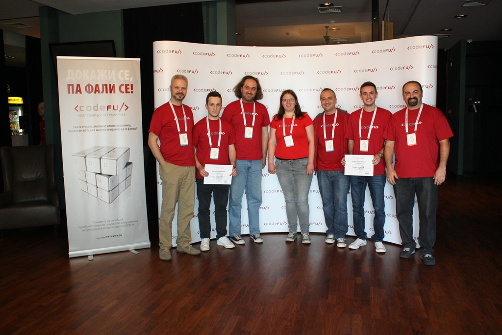 Winners and judges of the CodeFu coding competition 2014