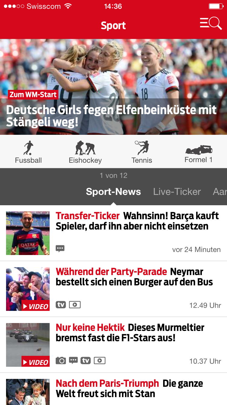 Netcetera entwickelt Blick-Sport-App